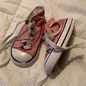 Pink high top converse
